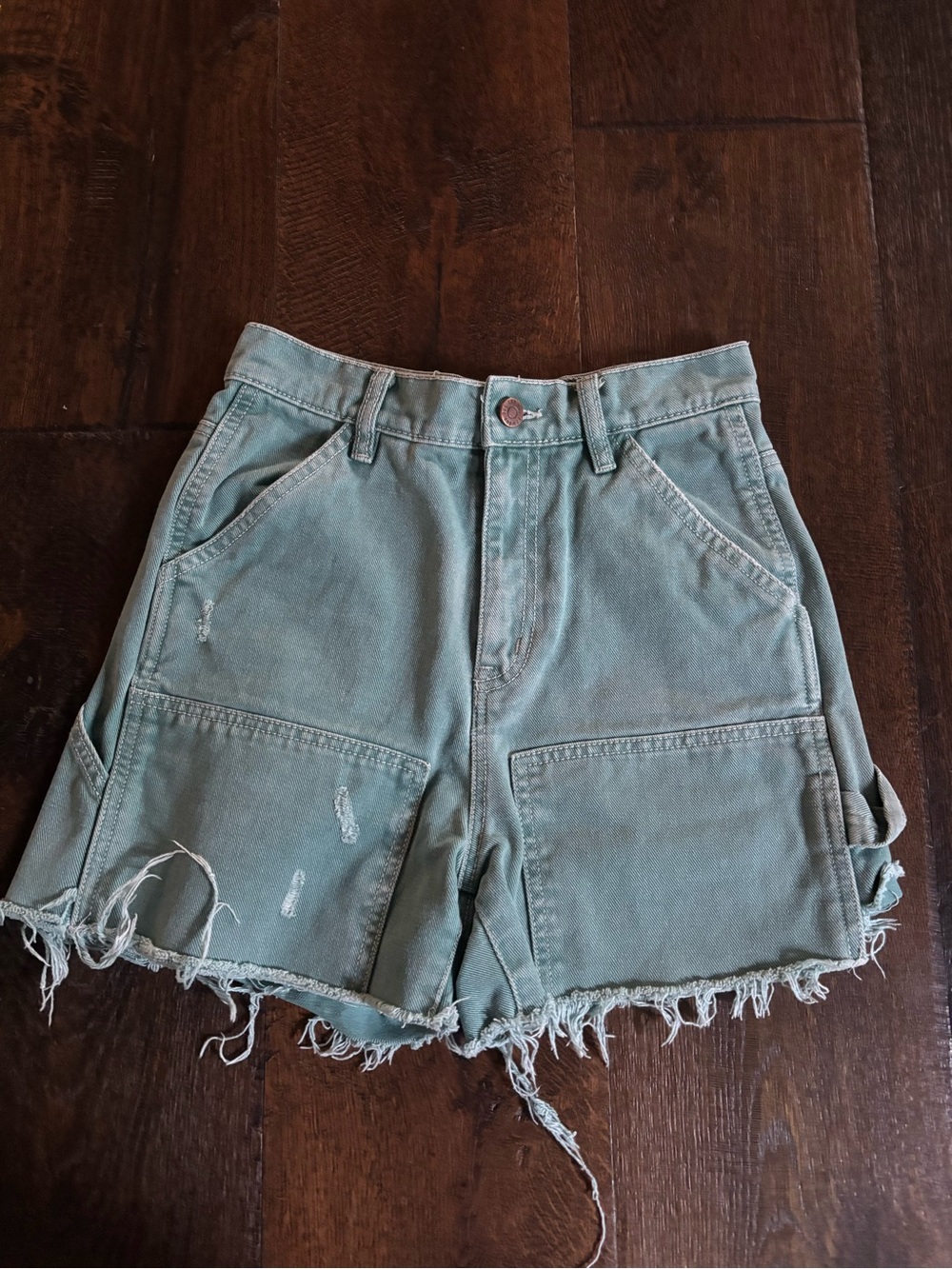 BDG cut off carpenter shorts in size 26 dusty teal